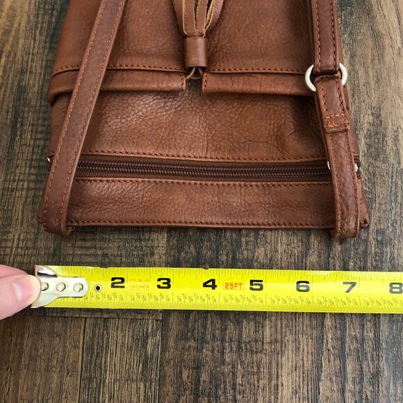 Osgoode Marley Crossbody Bag Leather Fringe Detail Exterior Zipper Pockets Brown - Picture 13 of 16